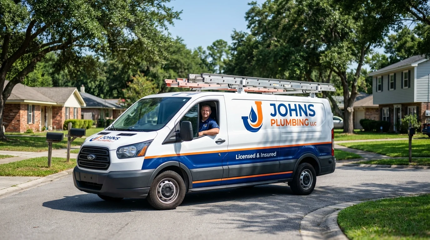Johns Plumbing LLC service van in Shelbyville, KY