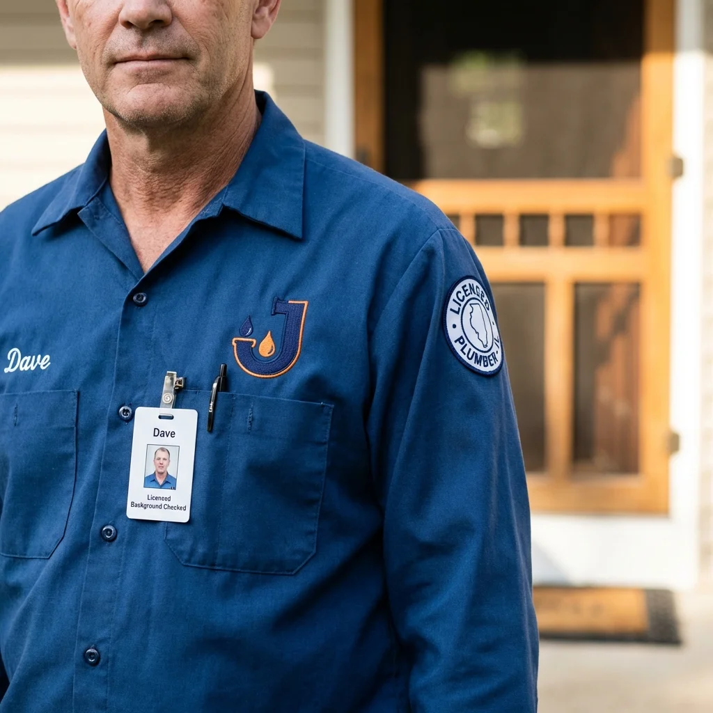 Licensed plumber showing ID badge in Shelbyville, KY