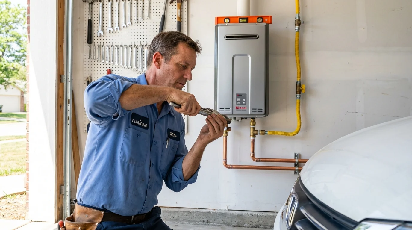 Tankless water heater installation by a Johns Plumbing LLC plumber in Shelbyville